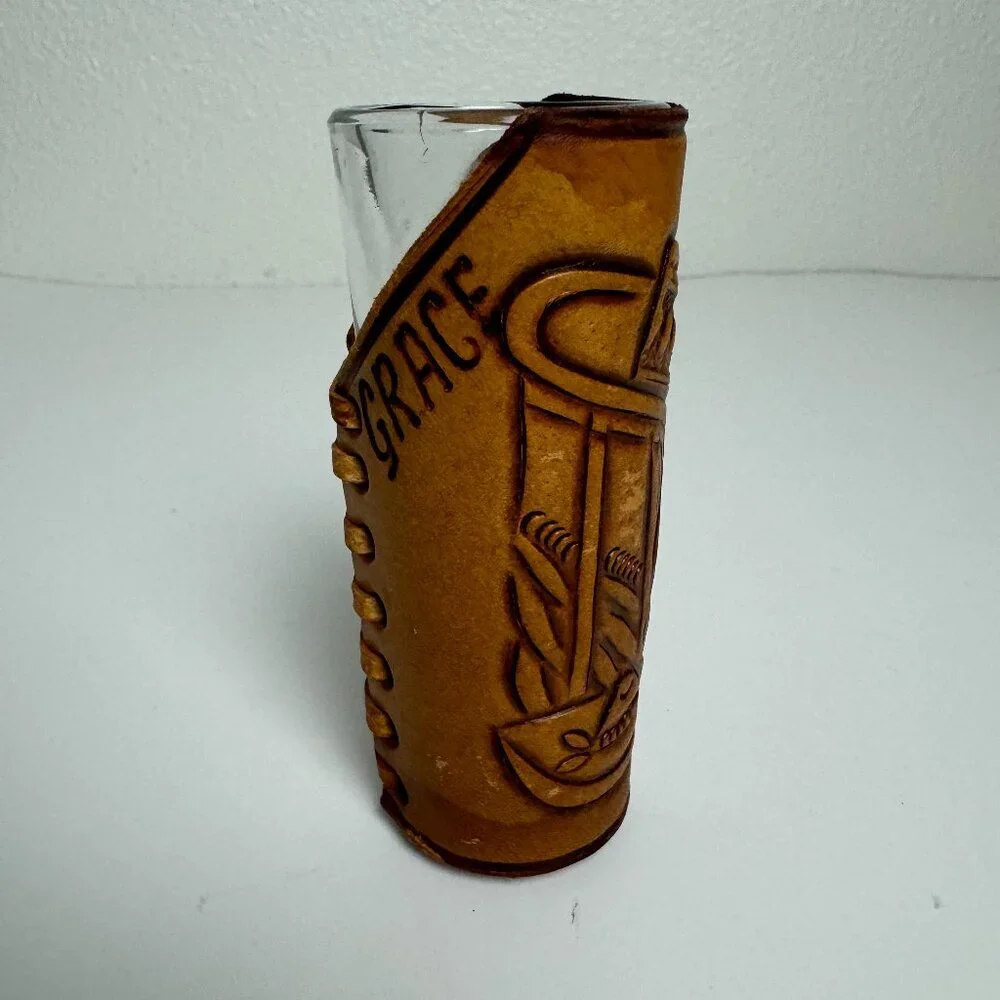 Durango Mexico Tequila Shot Glass Leather Wrapped 4